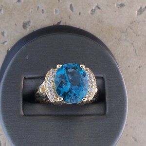 Blue Topaz & Diamond Cocktail Ring